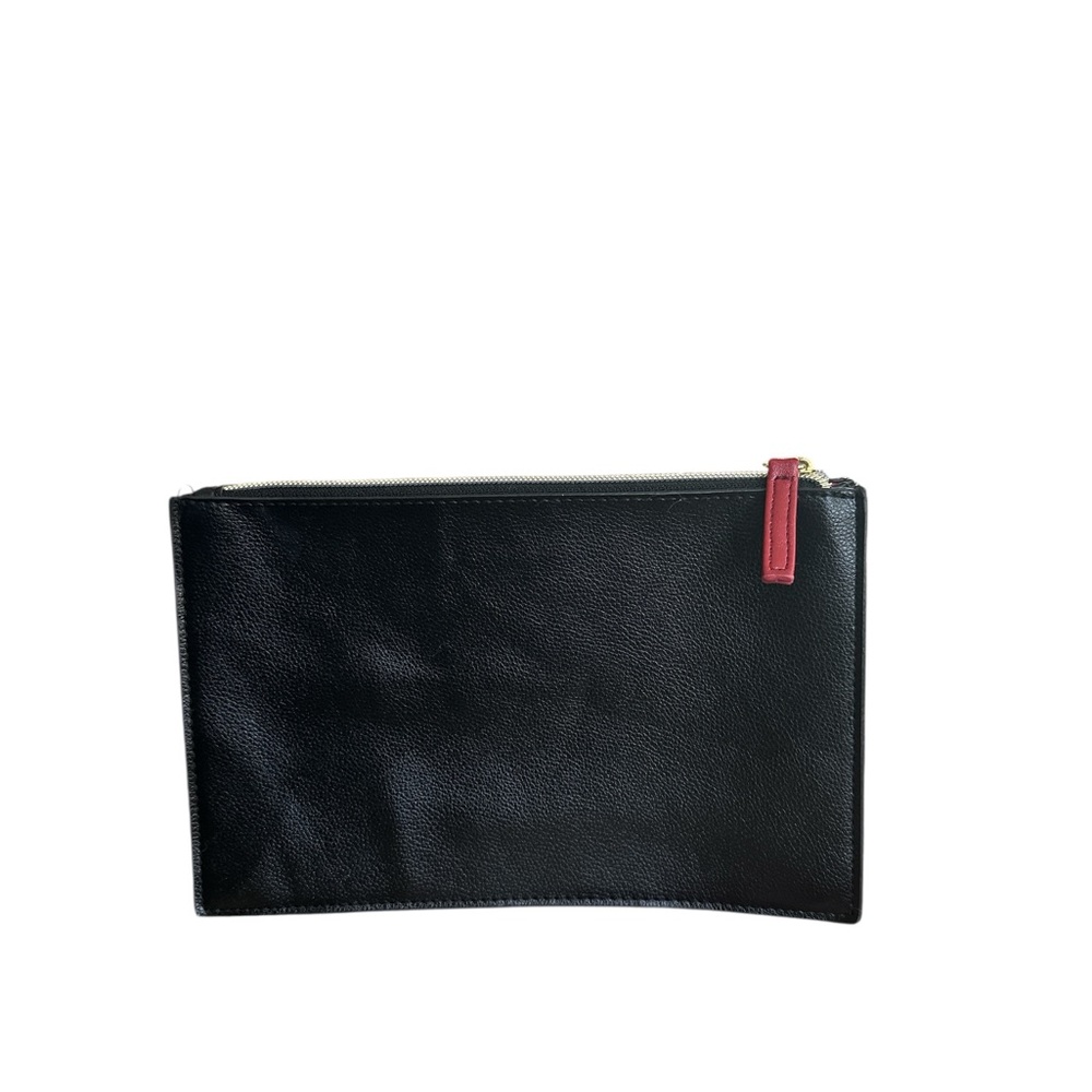 Bvlgari Black Leather Cosmetic Pouch Zip Clutch – Gold Logo Medallion - Picture 2 of 4